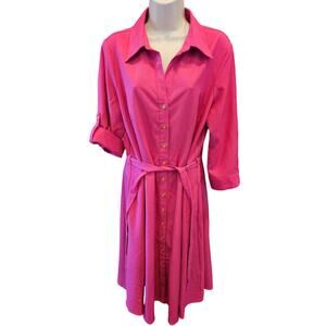 Sharagano scuba crepe Short A Line Pocket Cocktail Dress fuschia belted sz 12
